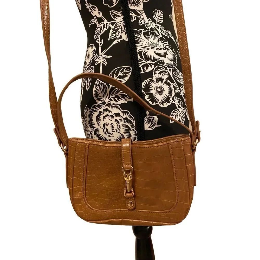 Brown Faux Leather Crossbody Shoulder Bag Purse Boho Bohemian Classic Business - Picture 3 of 13